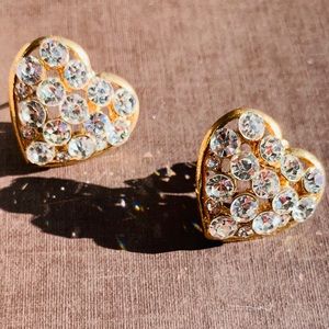 Gold Rhinestone Heart Earring